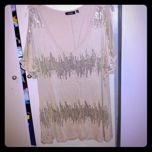 Apt 9 Sequin Cold Shoulder Top